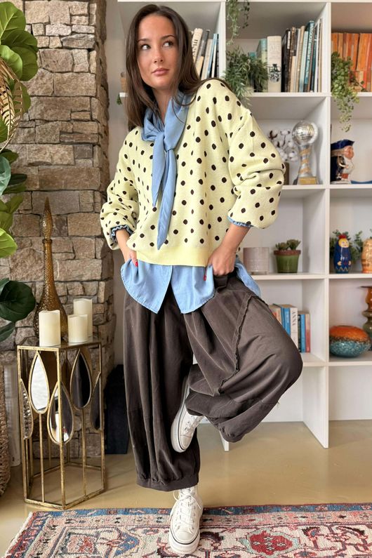 Edie Polka Dot Knit Lemon